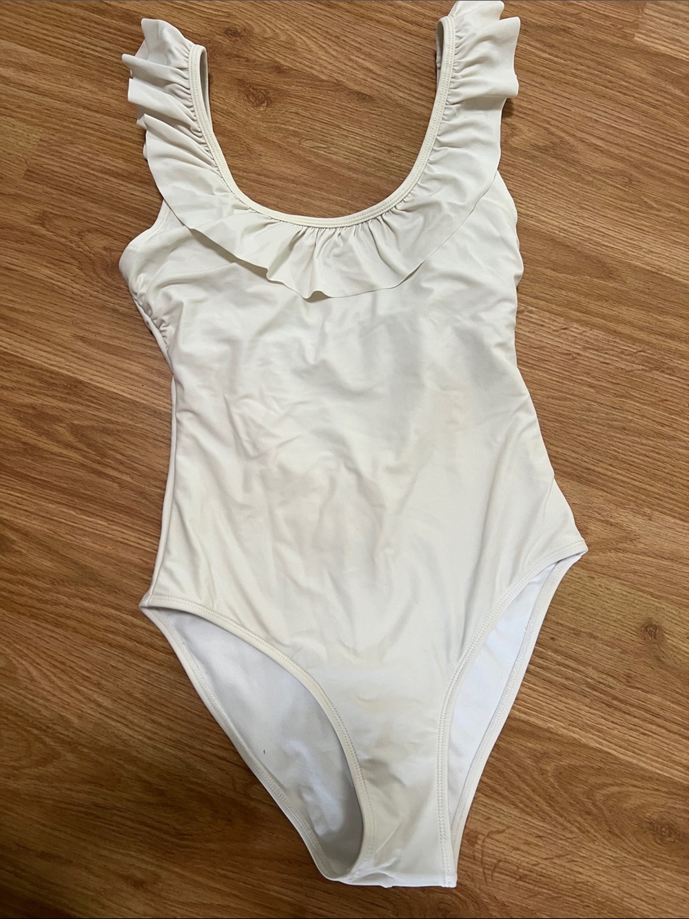 Women’s White Ruffle-Trim One-Piece Swimsuit
